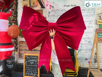 [Order 3 - 4 ngày] Nơ đỏ vải nhung xịn 4 cánh cỡ lớn [Đứng form - Nhiều cỡ] PK-NO-10